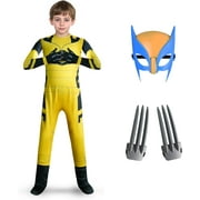 NOBRAND wolverine costume Kids Hero Costume Halloween Cosplay Spandex Jumpsuit with Mask 5-12 Years