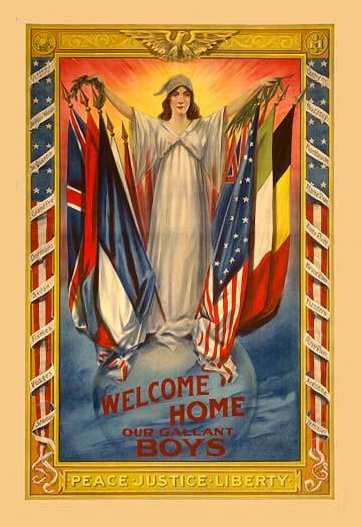 Old Robe Flag A woman in white robes and a Liberty cap is surrounded by the flags of ...