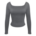 thumbnail image 1 of women Tight Low Square Neck Long Sleeve T Shirt Top, 1 of 3