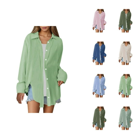 women blouses womens 3/4 sleeve tops and blouses western blouses women denim Women's Oversized Solid Shirt Loose Fit Breathable Fabric Casual Fashion Top