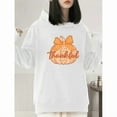 thumbnail image 1 of women casual and fashionable long-sleeved with Thanks pumpkin pattern Top White S-2XL, 1 of 6