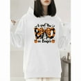 thumbnail image 1 of Halloween women casual and fashionable long-sleeved with a spider web BOO bow and pumpkin pattern White,S-2XL, 1 of 6