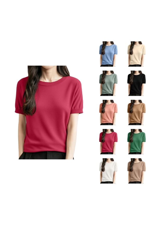 women fall clothes Women's Pullover Sweater Wool Blend Lightweight Business Casual Blouses for Summer and Fall