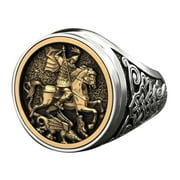 OFNADKSLLIN women opal statement ring cubic zirconia emerald cut band eternity rings for men Golden Knight Ring, Society Dark Gold Vintage Diamond Gift Peacock Ring,Diamond Ring