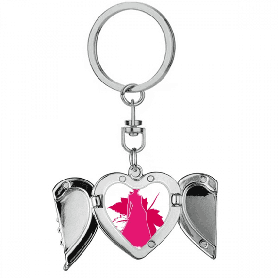 women posture shadow Heart Angel Wing Key Chain Holder