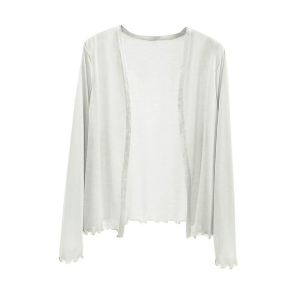 women's Open Front Cardigan Long Sleeve Tops Sheer Chiffon Blouses Kimono Cardigans Casual Summer Tops Cover Up Solid Color Shrits Dressy Casaul Clothes