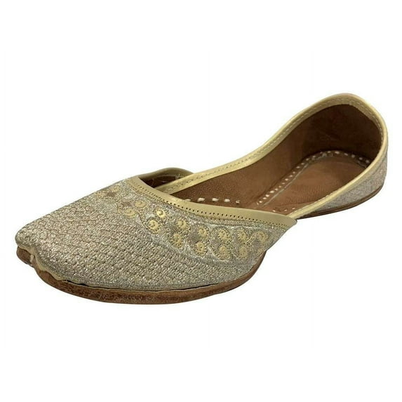 women's Punjabi Juttis for women handmade sandals flat Ethnic shoes Indian gold Jootis US 9.5/ EURO 41