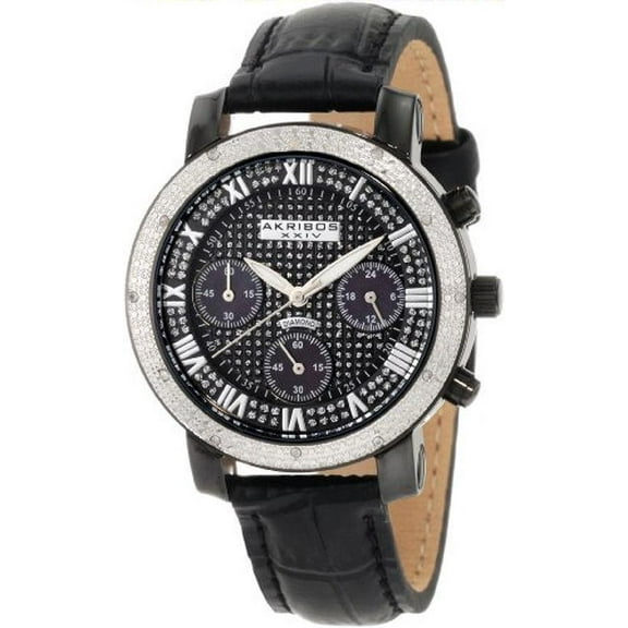 women's ak437bk grandiose diamond quartz chronograph black dial watch