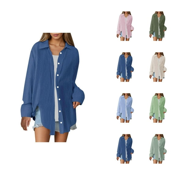 women's blouses plus size womens blouses silk blouses for women sleeveless Women's Oversized Solid Shirt Loose Fit Breathable Fabric Casual Fashion Top