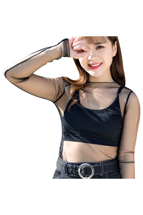 women's clothing Fashion Casual Mesh O-Neck Long Sleeve Printed Loose Ladies Tops Shirts