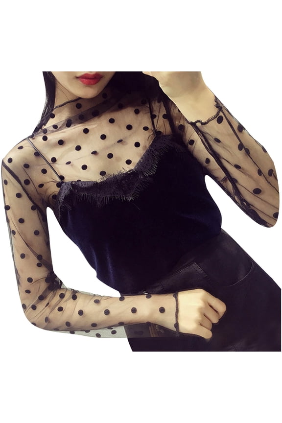 women's clothing Fashion Casual Mesh O-Neck Long Sleeve Printed Loose Ladies Tops Shirts