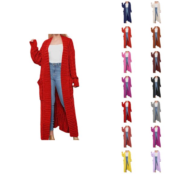 women's clothing Women's Sweater Coat Knitted Long Cardigan Warm Winter Fashion Outerwear Casual Oversized Button Front with Pocket Detail