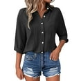 thumbnail image 1 of women's clothing collared shirts for women Women's Casual Short Sleeve Solid Color Blouse Tops For Everyday Wear With Jeans Comfortable Spring Summer Fall Shirt, 1 of 8
