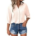 thumbnail image 1 of women's clothing cute shirts for women Women's Casual Short Sleeve Solid Color Blouse Tops For Everyday Wear With Jeans Comfortable Spring Summer Fall Shirt, 1 of 8