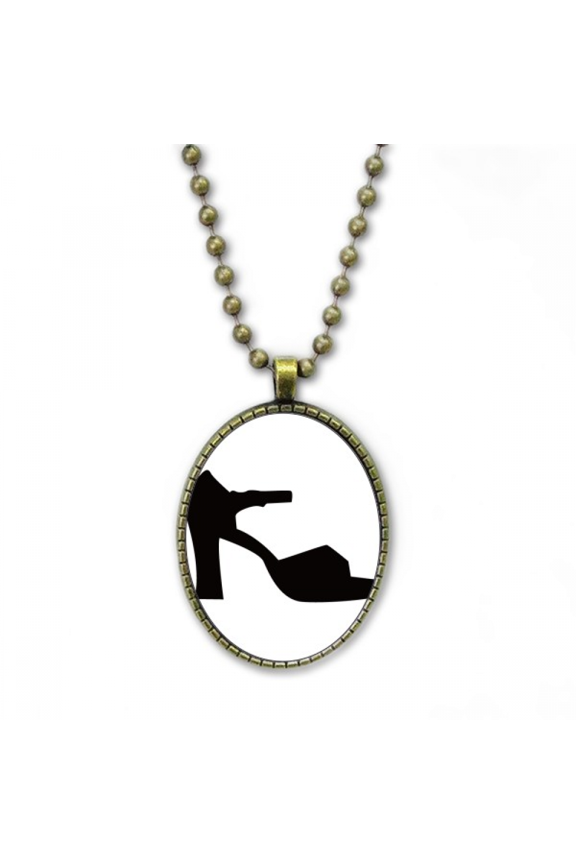 women's high heels black outline pattern necklace vintage chain bead pendant jewelry collection