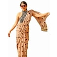 thumbnail image 1 of women's pure cotton linen silk printed designer saree with blouse piece, 1 of 2