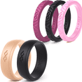 thumbnail image 1 of women's silicone wedding ring - 5 Rings Pack -Mix Collection Rinfit Designed Ring. Thin 2.5 / 5.5 mm wide - Stackable & Thin rubber Wedding Bands for women. Durable wedding ring replacement. size 6, 1 of 8