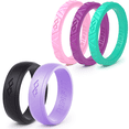 thumbnail image 1 of women's silicone wedding ring - 5 Rings Pack - Mix Collection Rinfit Designed Ring. Thin 2.5 / 5.5 mm wide - Stackable & Thin rubber Wedding Bands for women. Durable wedding ring replacement. size 9, 1 of 8