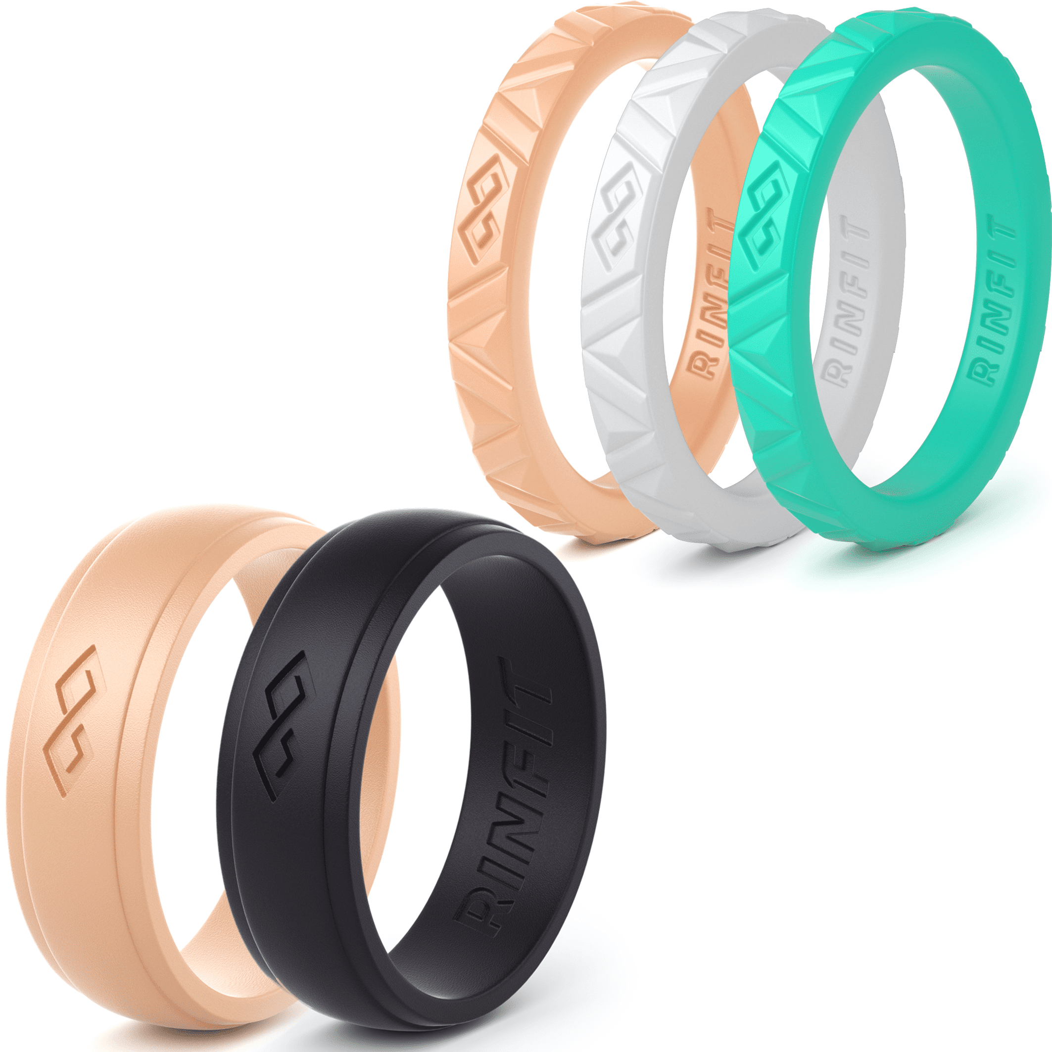 women's silicone wedding ring -5 Rings Pack -Mix Collection Rinfit