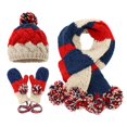 thumbnail image 1 of women's stripe knitted hat, scarf and glovesWinter Thermal Fleece Lined Scarf And for Cold Weather Knitted for Outdoor Activities, 1 of 8