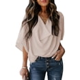 thumbnail image 1 of women's t-shirt tops loose shirtJujube Red Size M, 1 of 5