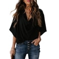 thumbnail image 1 of women's t-shirt tops loose shirtMatte Black Size XL, 1 of 5