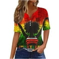thumbnail image 1 of women's tops spring fashion Women's Casual Gradient Short-Sleeved V-Neck Top Blouse graphic tees for women, 1 of 5