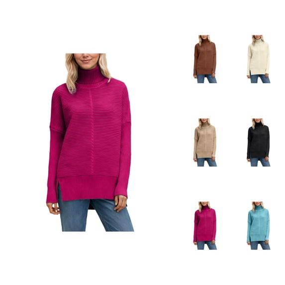women sweater Women's Pullover Sweater Winter High Neck Knit Pullover Soft Warm Turtleneck Elegant Batwing Sleeve Casual Comfortable Fashion Cozy Oversized Yarn