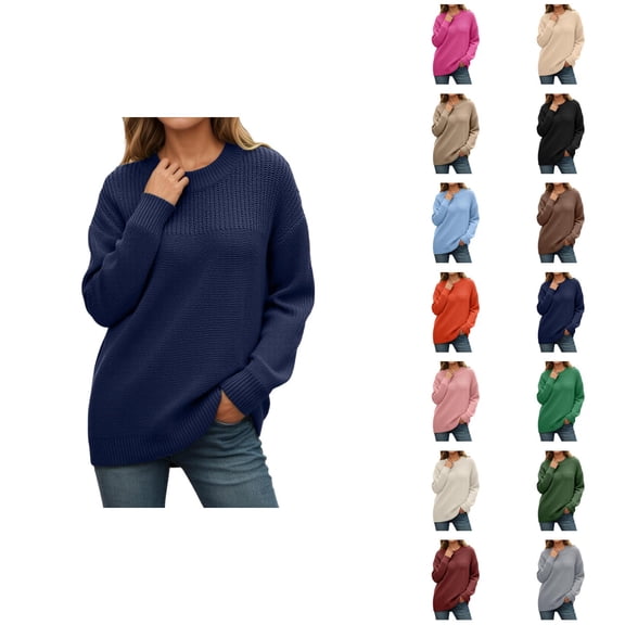 women sweater Women's Pullover Sweater Winter Knitted Cozy Warm Long Sleeve Round Neck Elegant Casual Blouse Loose Fit Comfortable Daily Wear Fall Fashion
