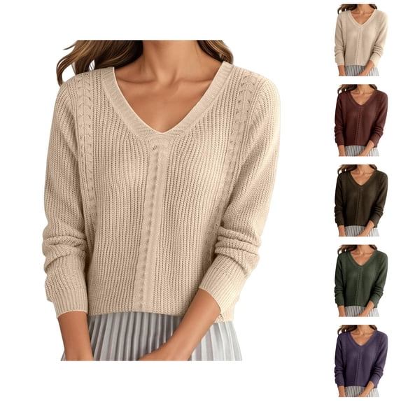 women sweaters Women's Pullover Sweater Solid Color Casual Collar Long Sleeve Knitted Pullover for Soft Comfortable Warm Winter Wear