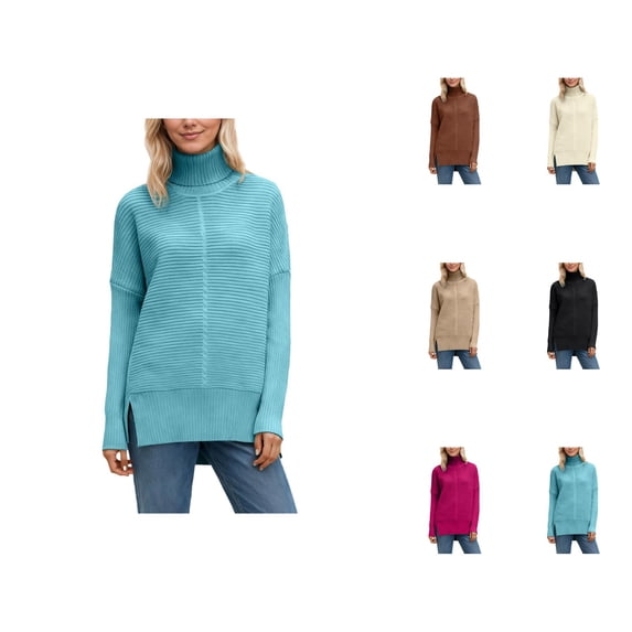women sweaters Women's Pullover Sweater Winter High Neck Knit Pullover Soft Warm Turtleneck Elegant Batwing Sleeve Casual Comfortable Fashion Cozy Oversized Yarn