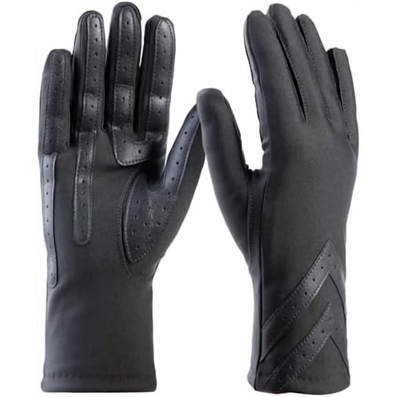 womens Spandex Touchscreen Cold Weather Gloves With Warm Fleece Lining and Chevron Details