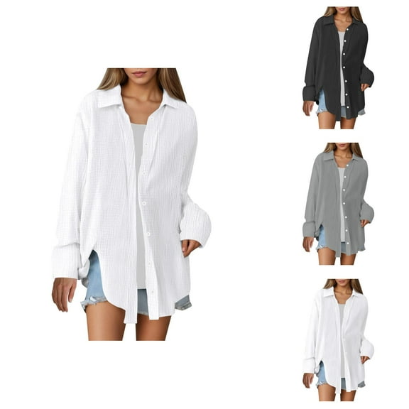 womens blouses linen blouses for women maternity blouses women nursing Women's Oversized Solid Shirt Loose Fit Breathable Fabric Casual Fashion Top