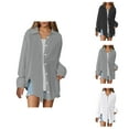 thumbnail image 1 of womens blouses linen blouses for women new years eve blouses Women's Oversized Solid Shirt Loose Fit Breathable Fabric Casual Fashion Top, 1 of 8
