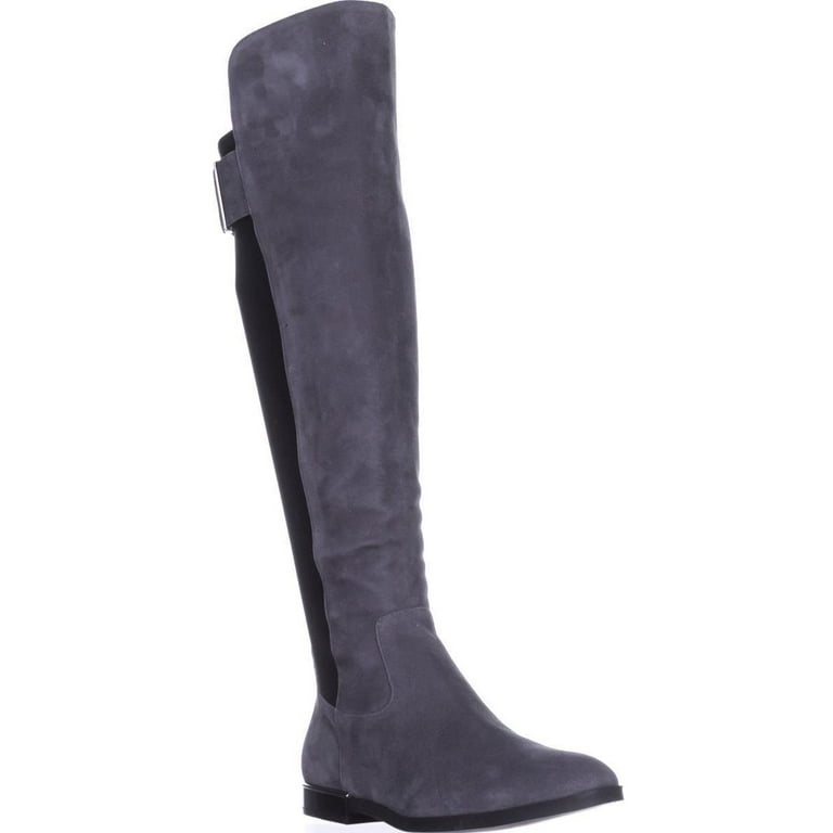 womens calvin klein priya wide calf knee high boots slate black suede Walmart