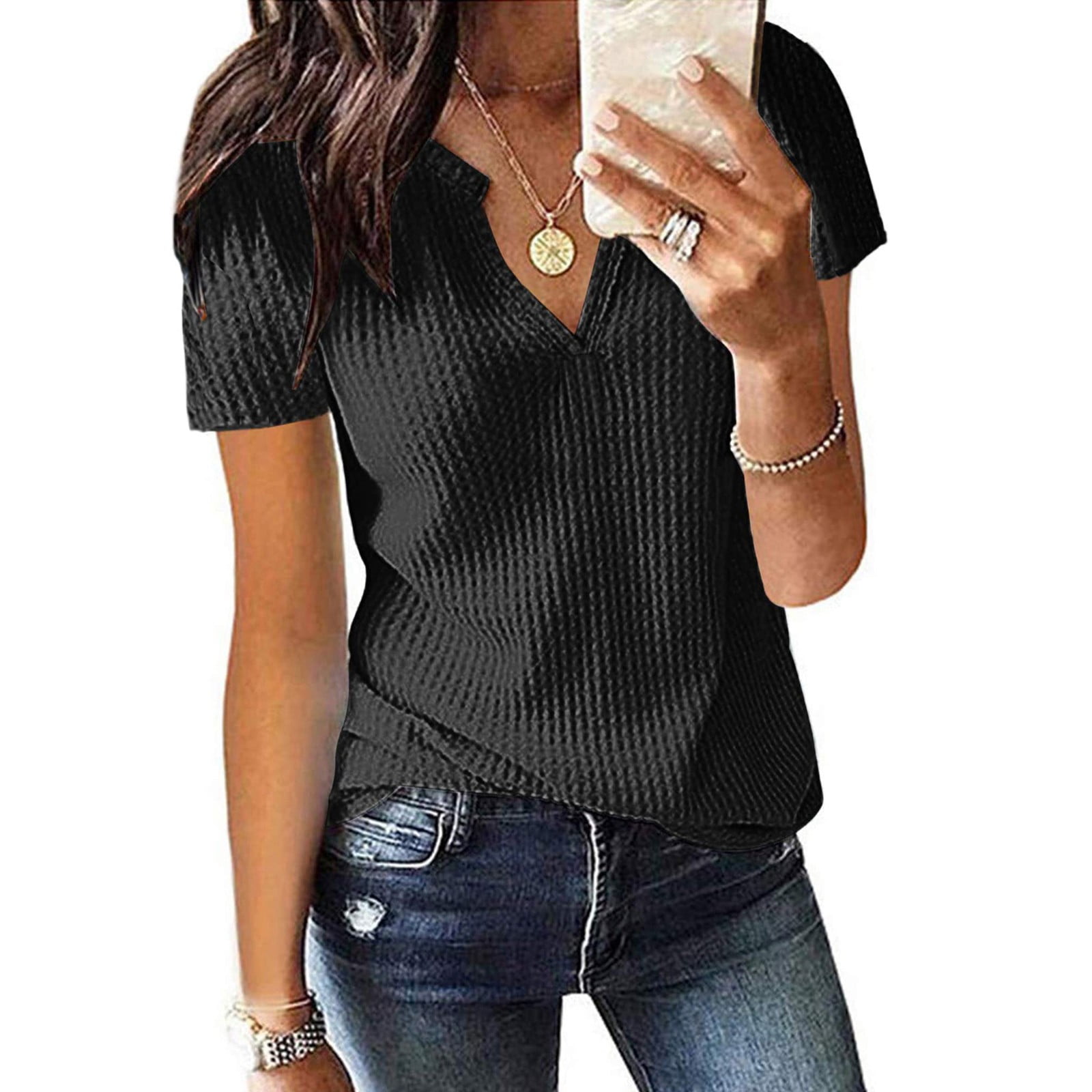 womens clothes womens clothes women shirt short sleeve casual stylish top shirts l black