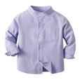 thumbnail image 1 of fatyb Toddler Baby Boys Dress Shirts Short/Long Sleeve Button Down Shirt Little Boy Solid Color Tops, 1 of 2