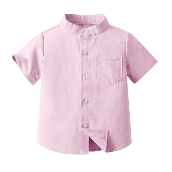 fatyb Toddler Baby Boys Dress Shirts Short/Long Sleeve Button Down Shirt Little Boy Solid Color Tops