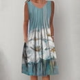 thumbnail image 1 of womens dresses Women's Summer Casual Round Neck Sleeveless Folding With Pocket floral Printed Dresses A Line Spaghetti Strap boho Sundresses flowy tummy control tank beach dress, 1 of 5