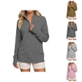 thumbnail image 1 of womens fall clothes Women's Pullover Sweater Comfortable Long Sleeve Half Zipper V Neck Casual Rib Knitted Top for Everyday and Wear, 1 of 1