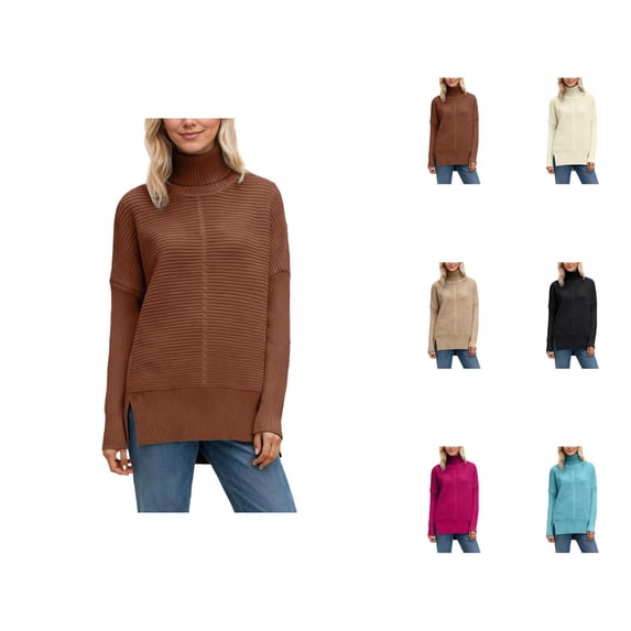 womens fall clothes Women's Pullover Sweater Winter High Neck Knit Pullover Soft Warm Turtleneck Elegant Batwing Sleeve Casual Comfortable Fashion Cozy Oversized Yarn