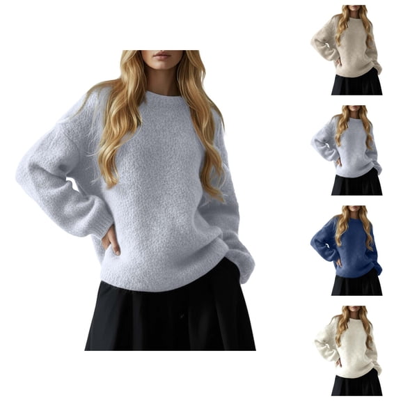 womens fall tops Women's Pullover Sweater Oversized Knit Sweater Soft Warm Winter Casual Comfortable Tunic Top for Everyday and Wear