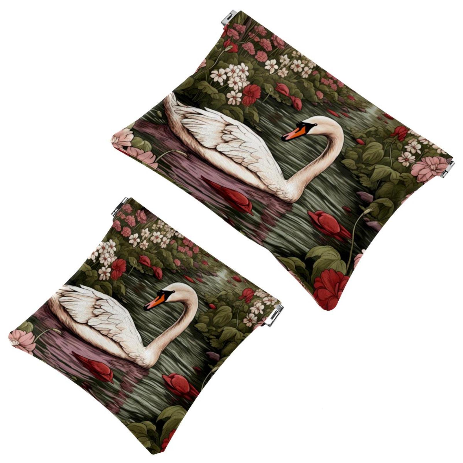 womens leather pouch coin pouch, small pouch bag Animal Swan handbag