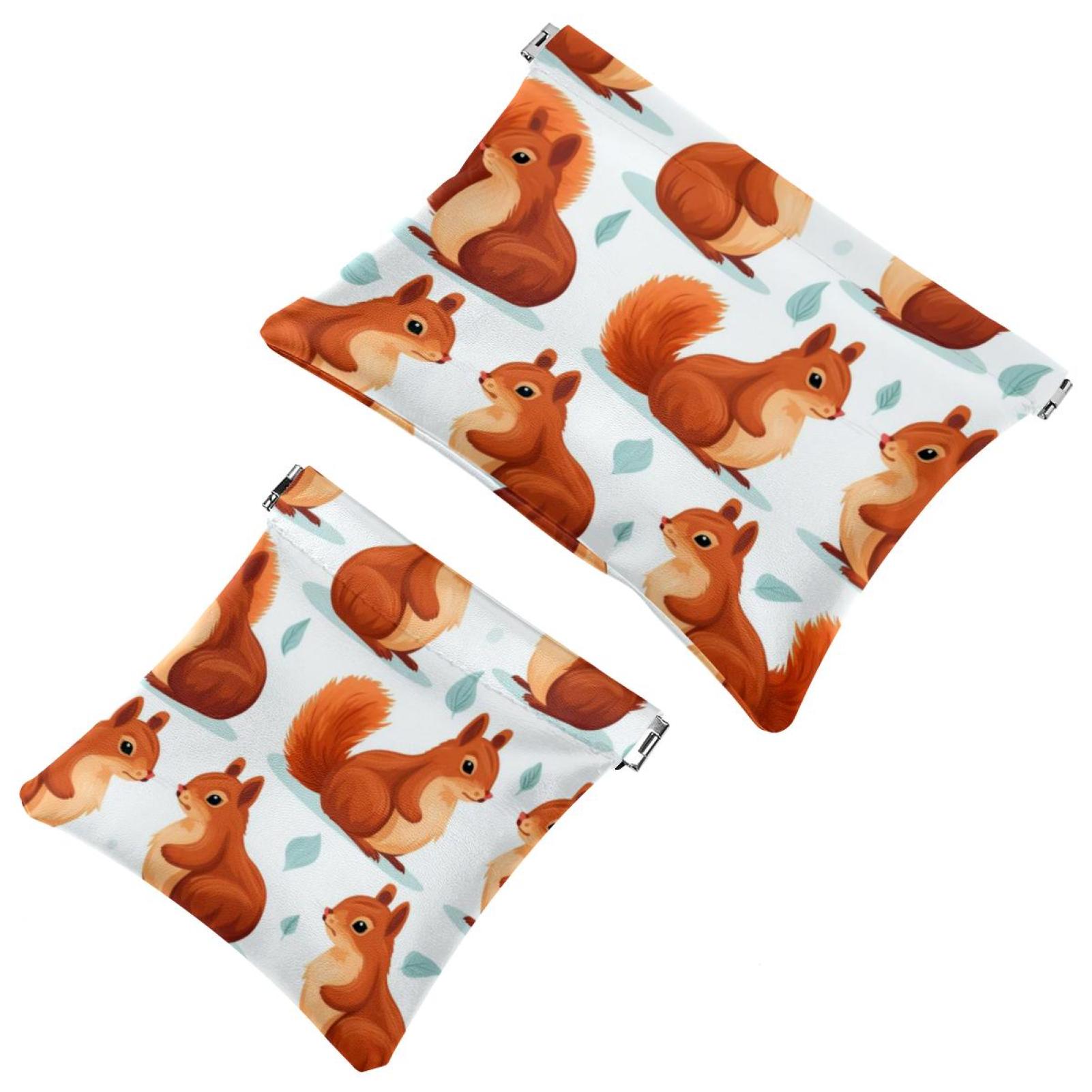 womens leather pouch coin pouch, small pouch bag Cute Animal Squirrel