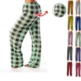 thumbnail image 1 of womens pajamas Pants Christmas Checkered Stretch Casual Loose Comfy Pants Sleep Bottom fashion Wide Leg Pants Plaid Pajama Bottoms Green L, 1 of 6