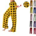 thumbnail image 1 of womens pajamas Pants Christmas Checkered Stretch Casual Loose Comfy Pants Sleep Bottom fashion Wide Leg Pants Plaid Pajama Bottoms Yellow M, 1 of 6