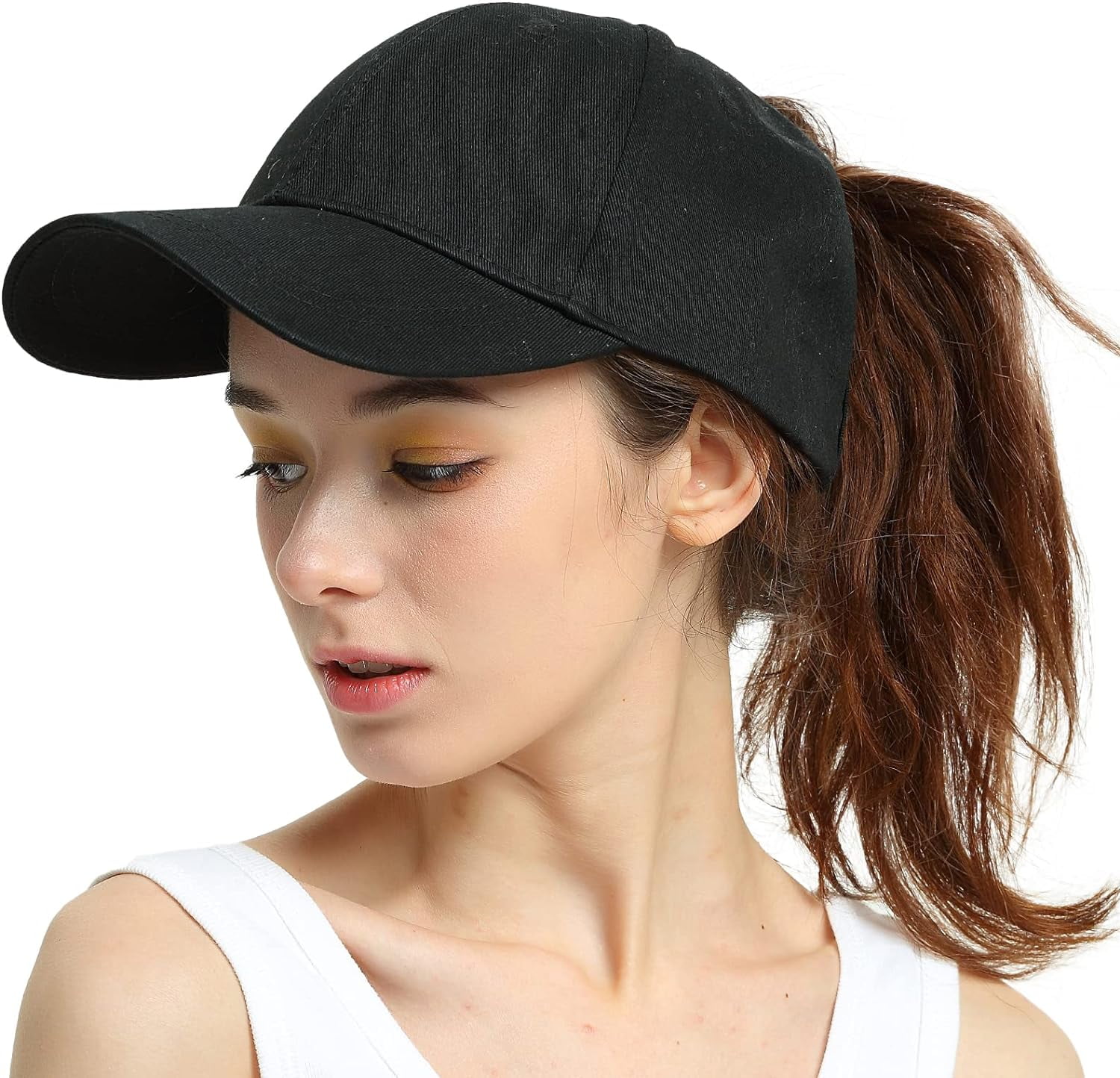 womens pony hat high ponytail baseball cap girls messy bun 