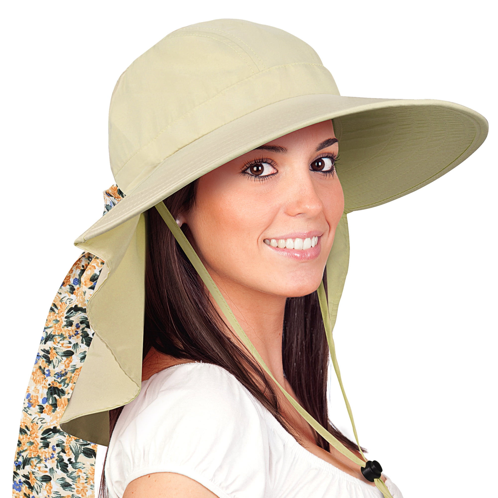 Sun Hat for Women Wide Brim Summer Beach Hat with Neck Flap, UPF