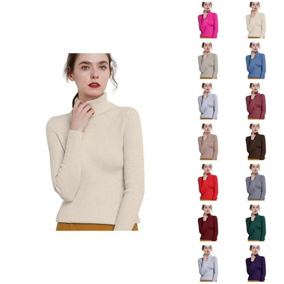 womens sweaters Women's Pullover Sweater High Neck Soft Blend Long Sleeve Knitted Casual Loose Fit Comfortable Warm Winter Fashion