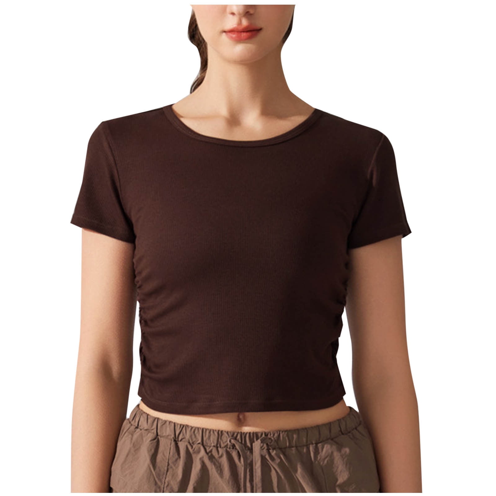 womens t shirts Women's Basic Summer Short Sleeve Crewneck T-Shirts Y2K ...